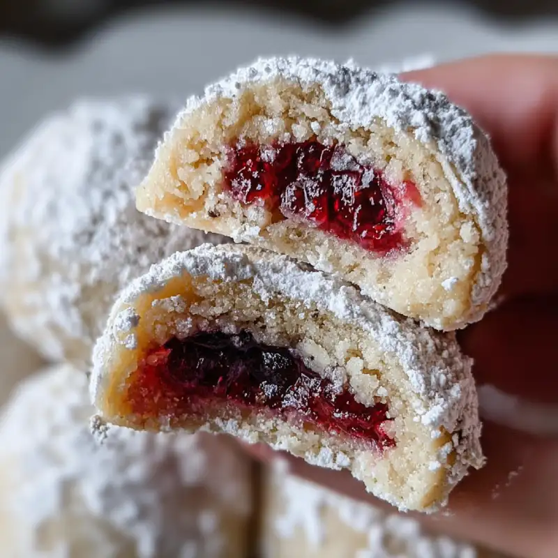 Raspberry Almond Snowballs