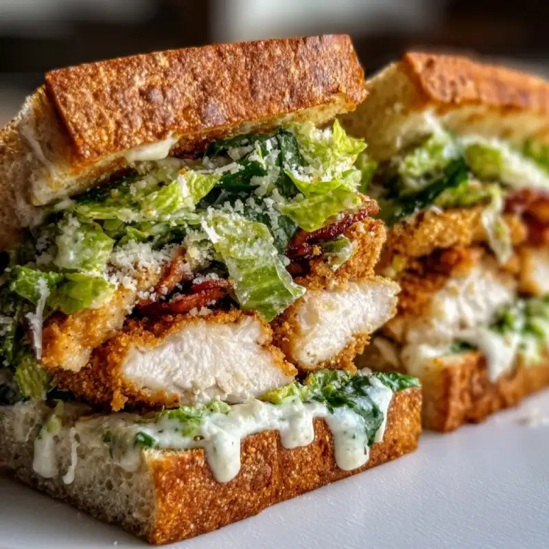 Crispy Chicken Caesar Salad Sandwich
