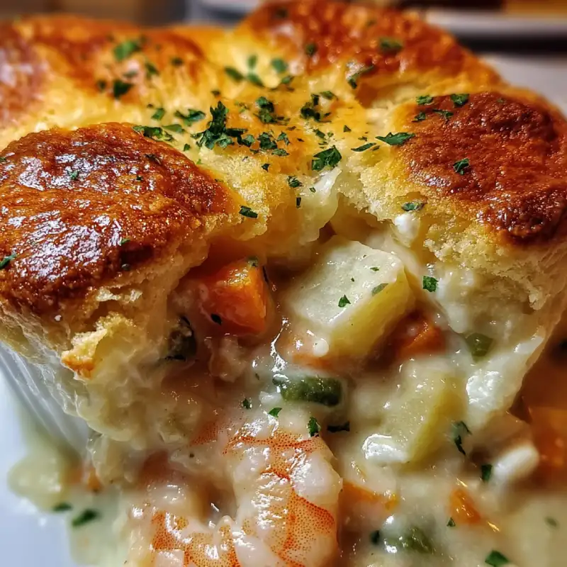Easy Cheddar Bay Biscuit Seafood Pot Pie