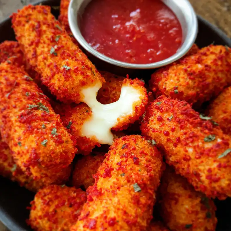 Hot Cheeto Mozzarella Sticks