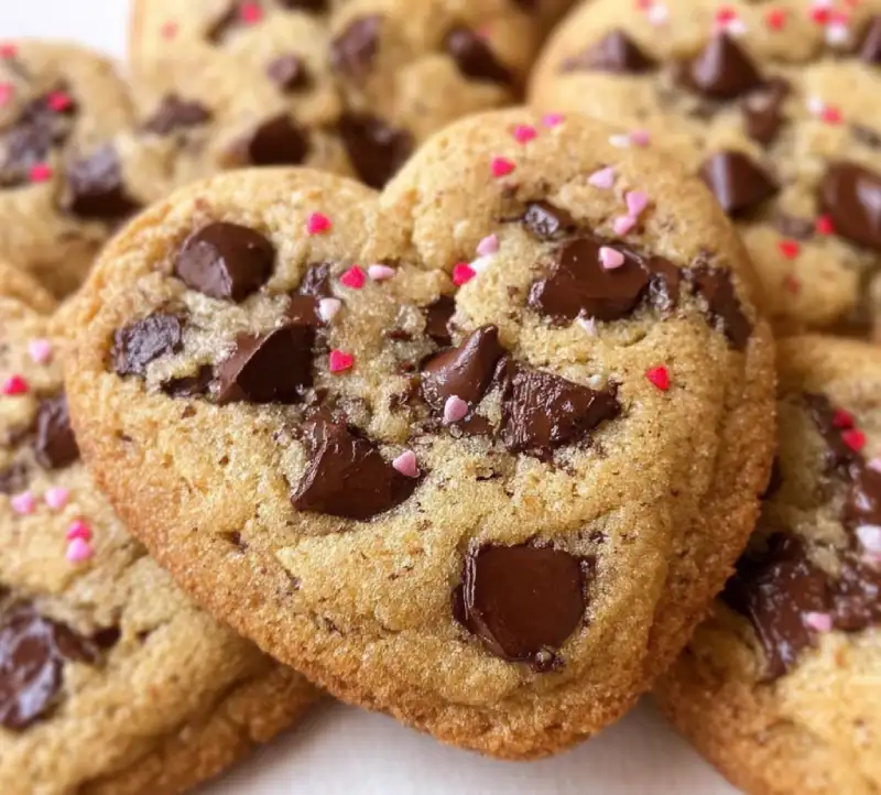Heart Shaped Chocolate Chip Cookies