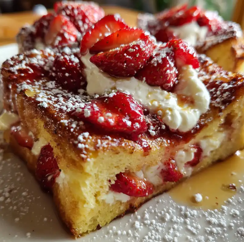 BAKED STRAWBERRIES AND CREAM FRENCH TOAST