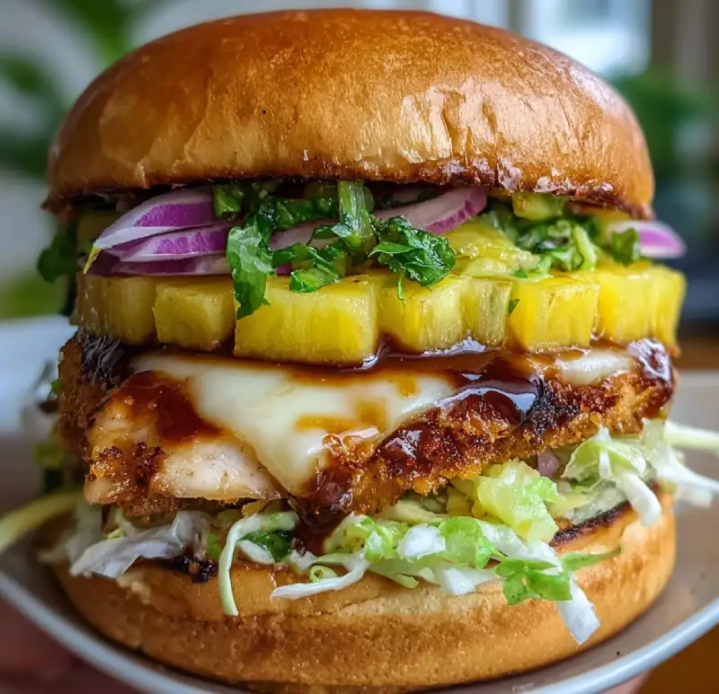 Hawaiian Pineapple Chicken Burger: Delicious Recipe