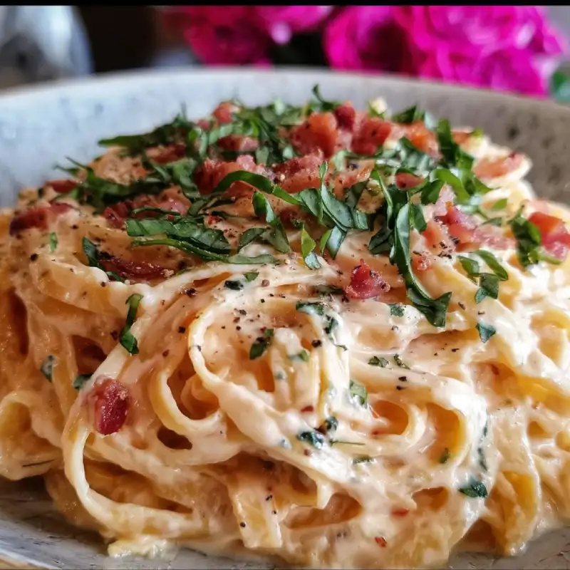 Creamy Pink Alfredo Pasta