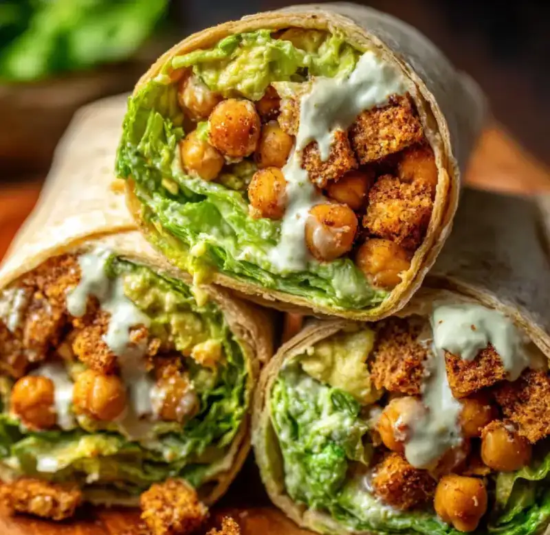 Chickpea Caesar Salad Wraps