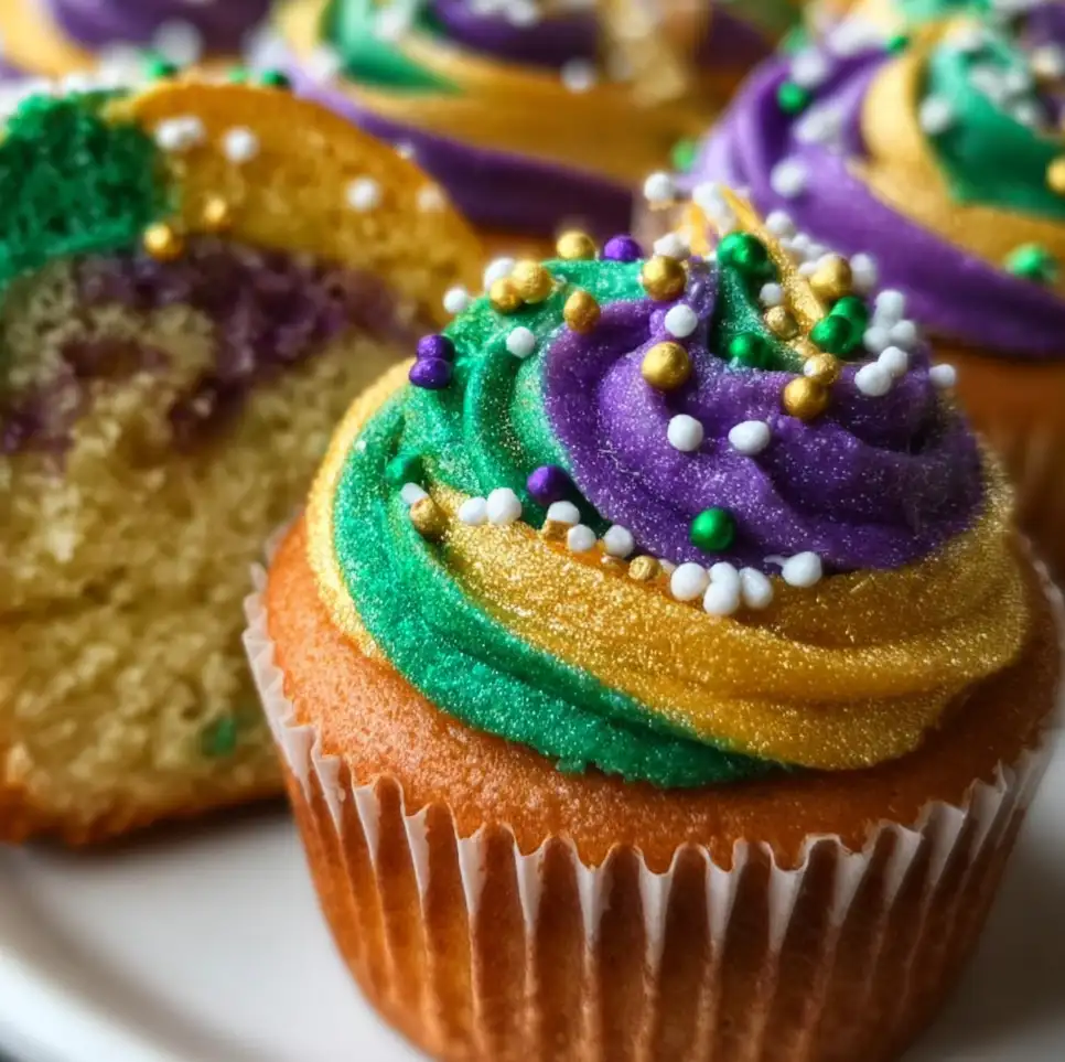 King Cake Cupcakes for Mardi Gras