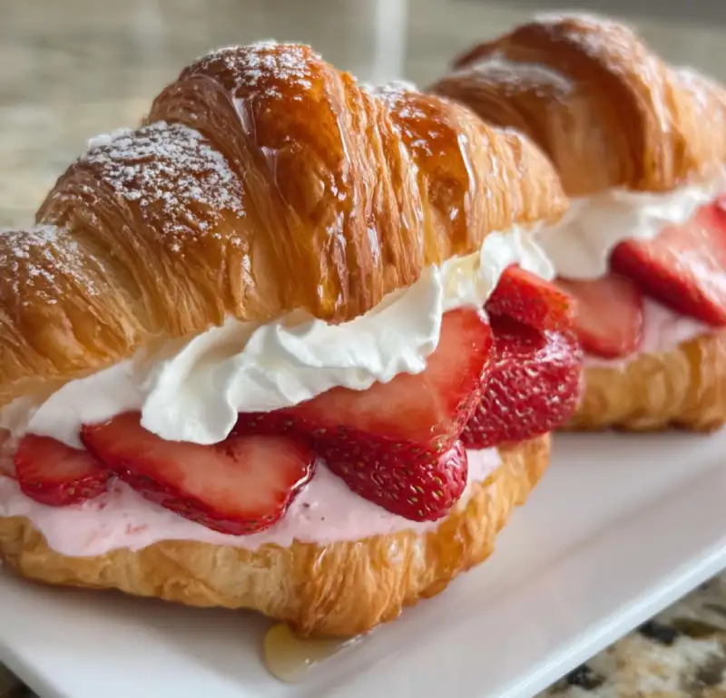 Strawberry Cream Croissant with whipped vanilla