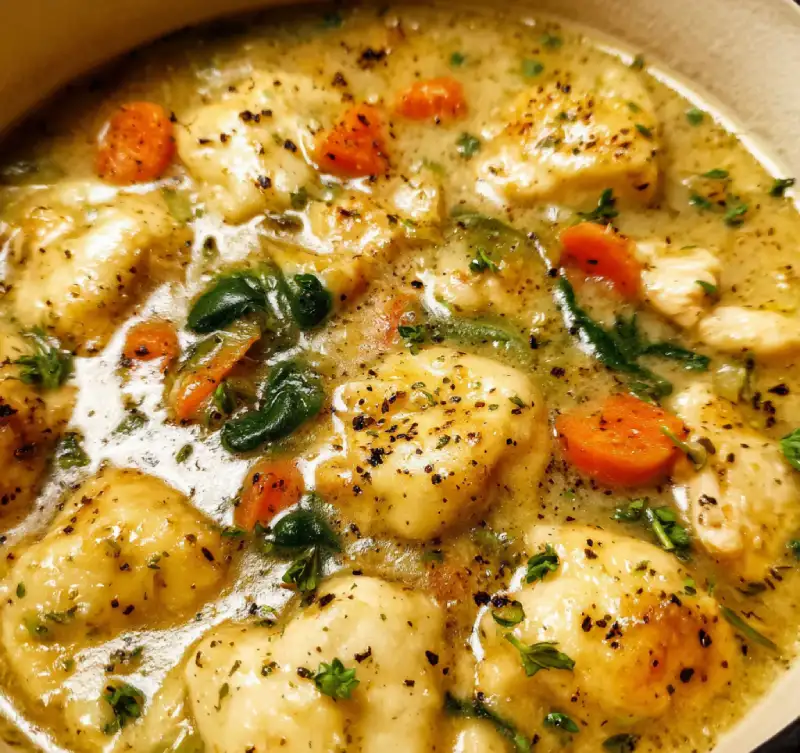 One Pot Chicken Dumpling Soup