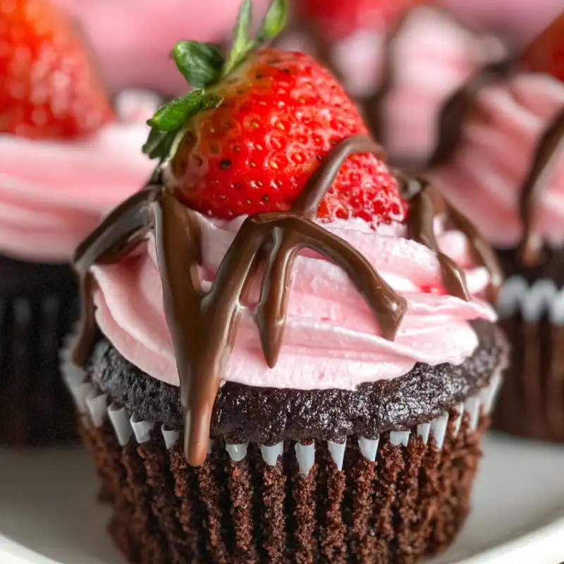 Chocolate Covered Strawberry Cupcakes