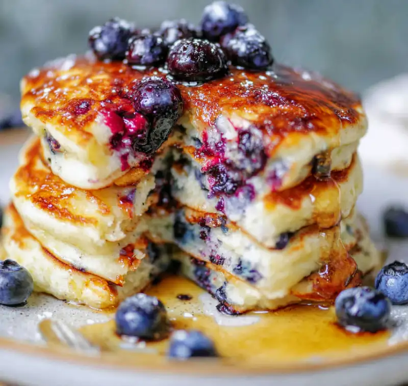 Greek Yogurt Blueberry Pancakes