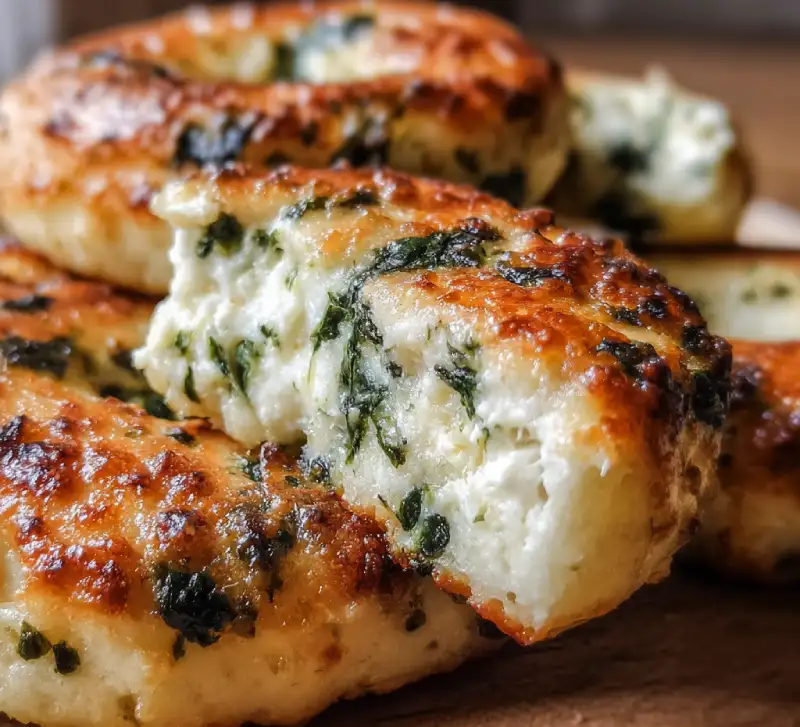 Spinach Cottage Cheese Flagels