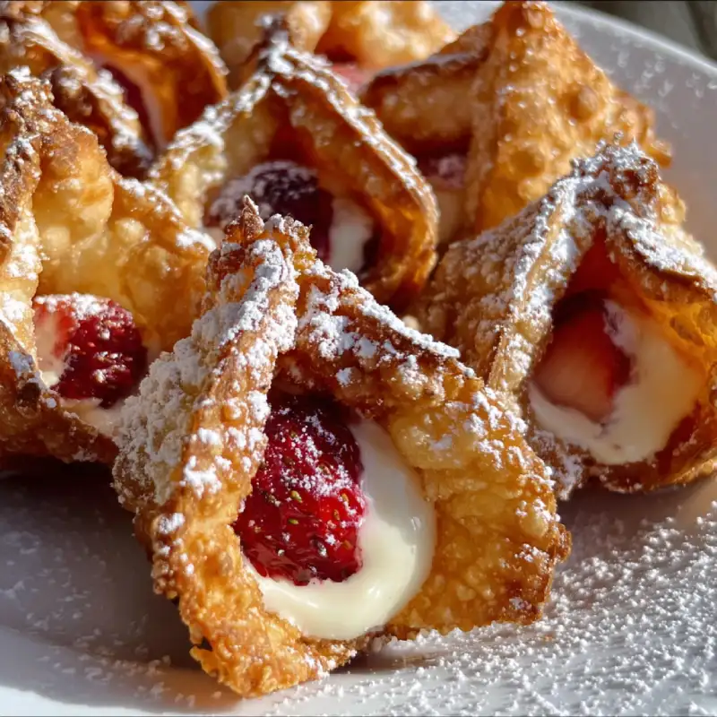 Fried Strawberry Cheesecake Wontons