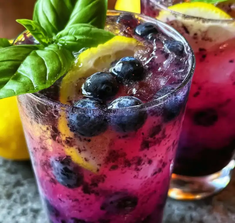 Tasty Basil Blueberry Lemonade