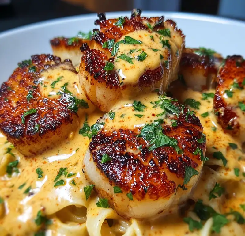 Seared Scallops with Spicy Cajun Cream Sauce
