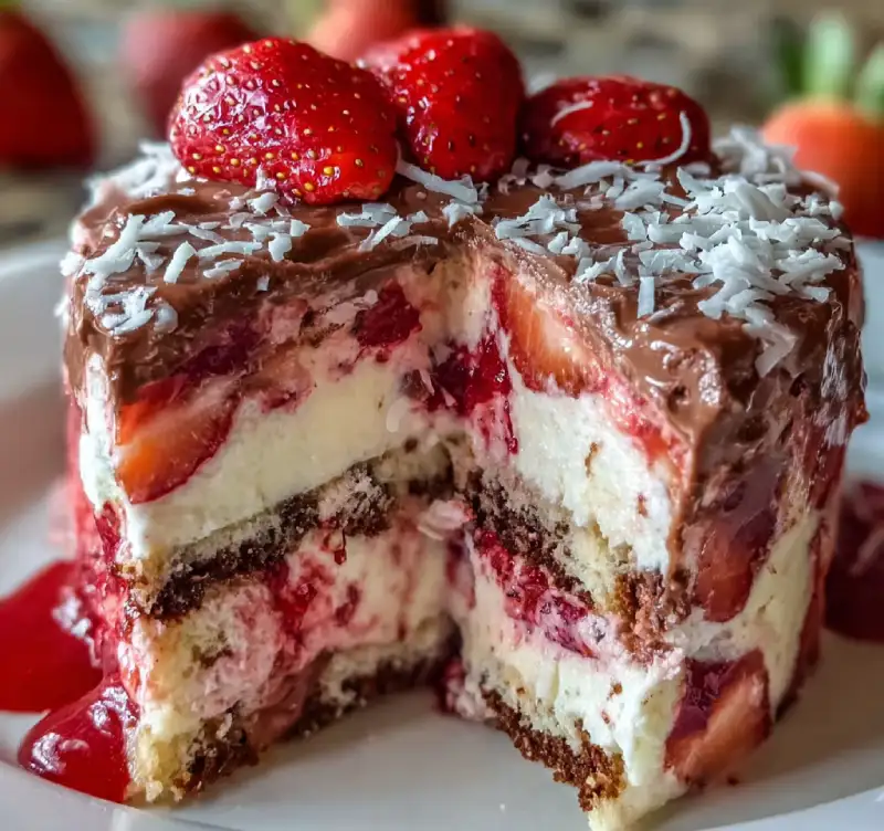 Strawberry Earthquake Cake