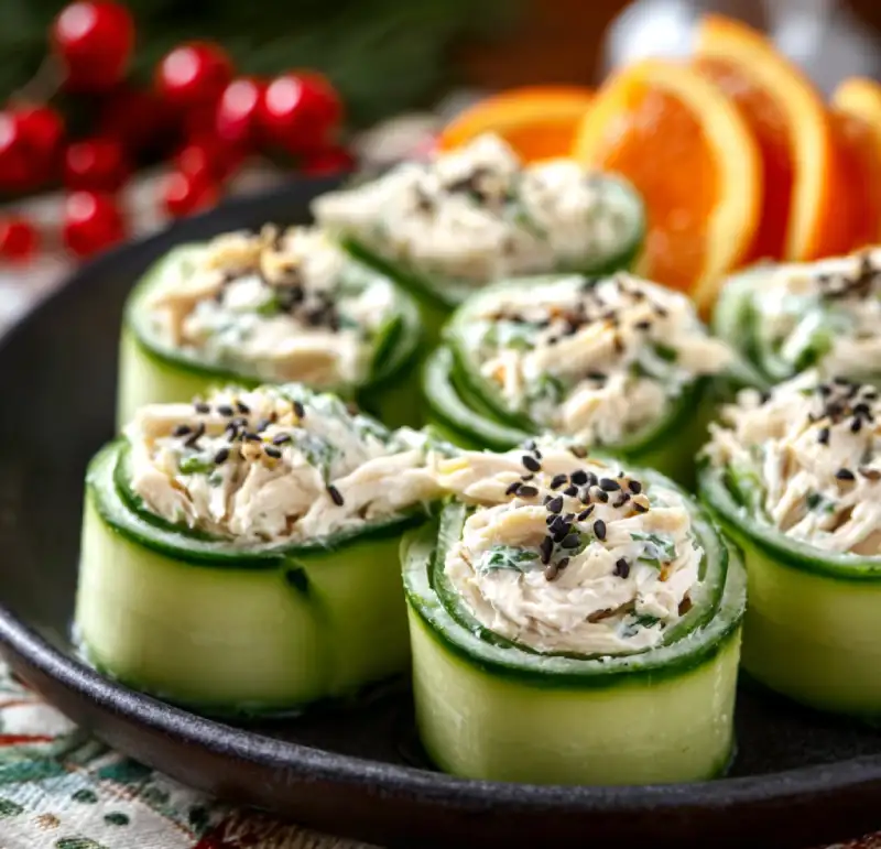 Chicken Salad Cucumber Roll Ups