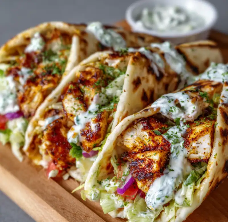 High-Protein Crispy Cottage Cheese Flatbread Chicken Wraps