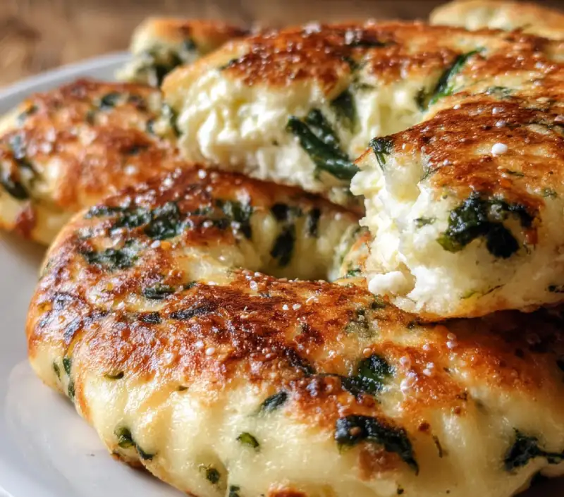 Spinach Cottage Cheese Flagels