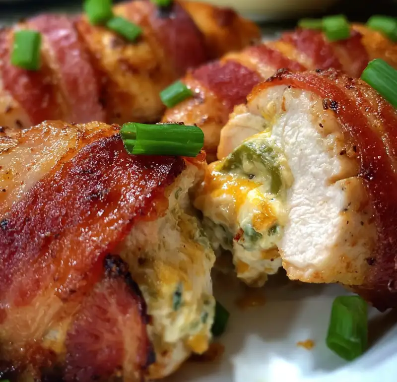 Bacon Wrapped Jalapeno Popper Chicken