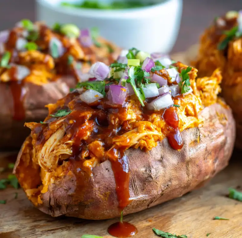 BBQ Chicken Stuffed Sweet Potatoes: