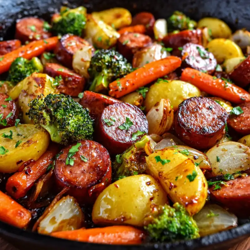 One-Pan Honey Garlic Kielbasa & Veggies