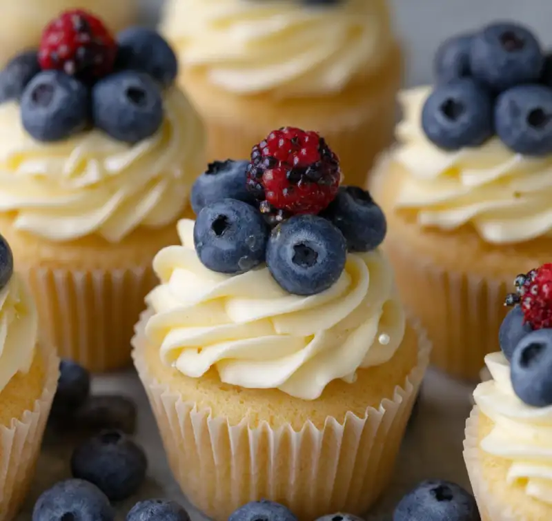 Fresh Berry Cupcakes with Lemon Cream Cheese