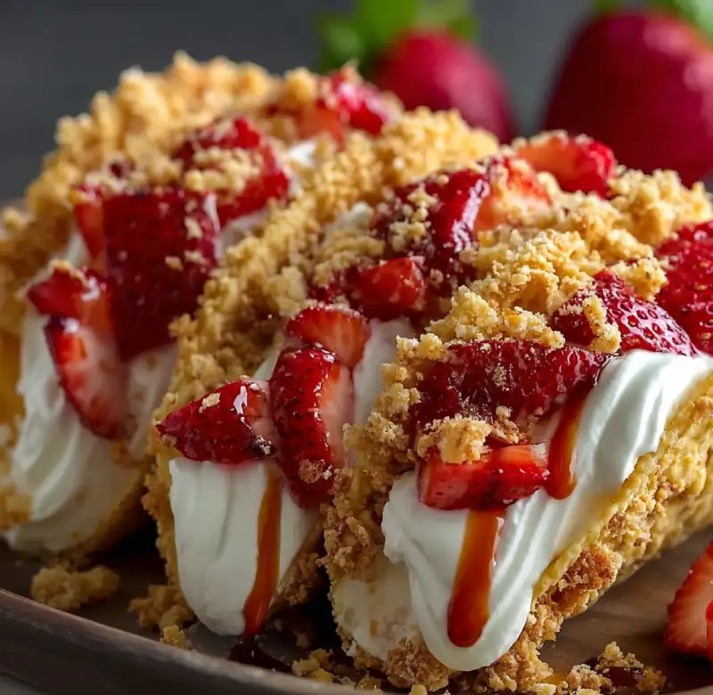 Strawberry Crunch Cheesecake Tacos