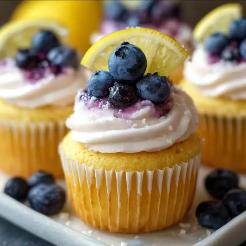 Lemon Cupcakes with Lemon-Blueberry Frosting