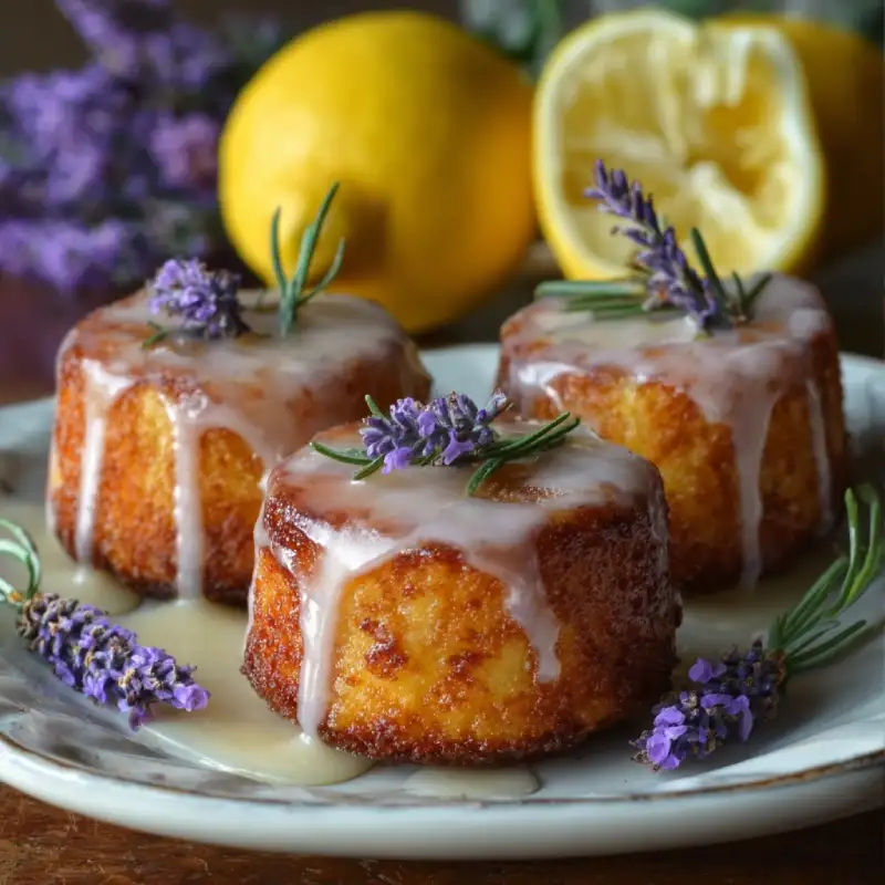 Mini Lemon Cakes with Lavender Glaze
