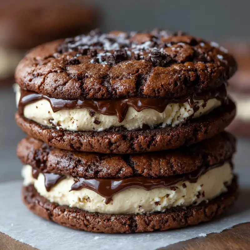 Fudgy Brownie Cookies Stuffed with Cookie Dough