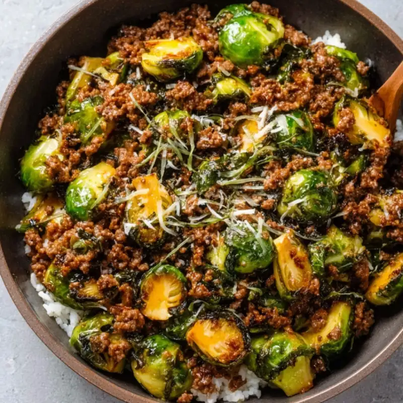 Ground Beef and Brussels Sprouts