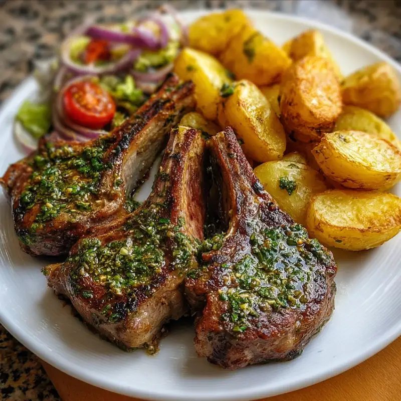 Herb Garlic Lamb Chops & Roasted Potatoes: Delicious Recipe