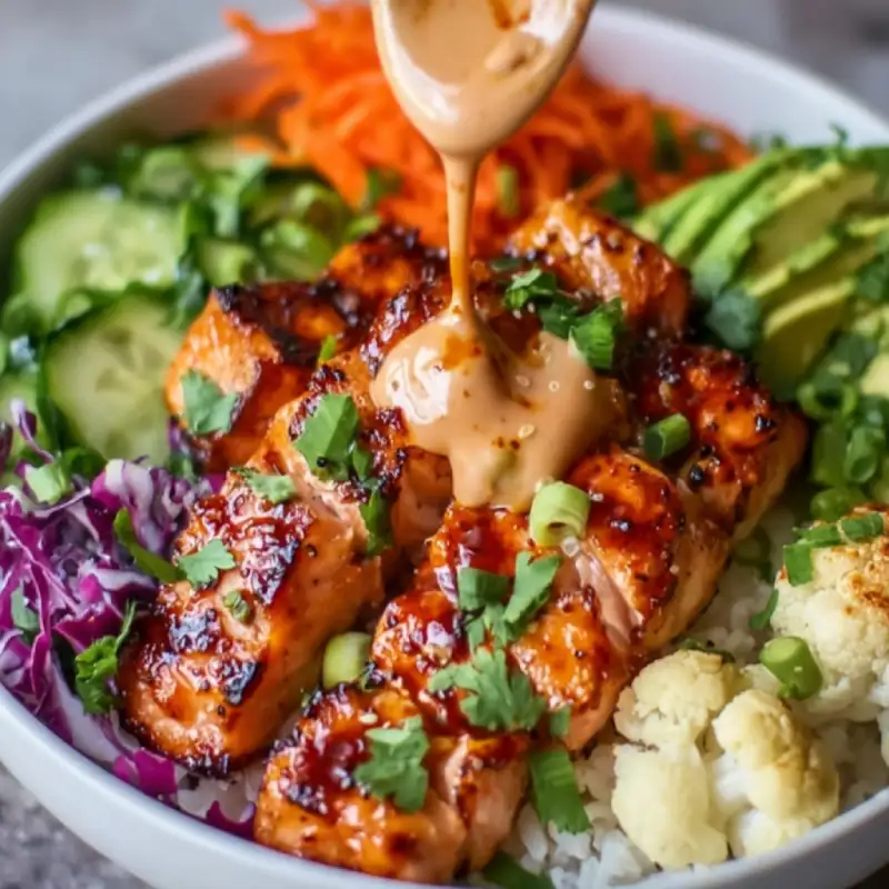 Sriracha Honey Glazed Salmon Bowls: Delicious Recipe