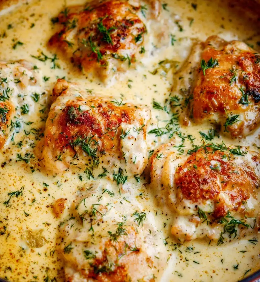 Creamy Oven Baked Chicken Thighs