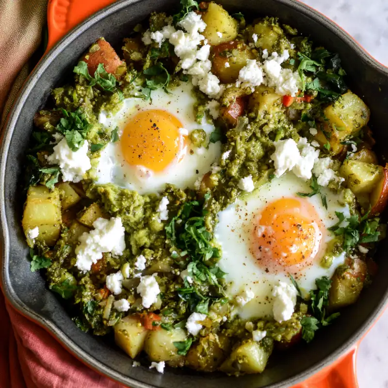 Pesto Eggs & Potato Skillet