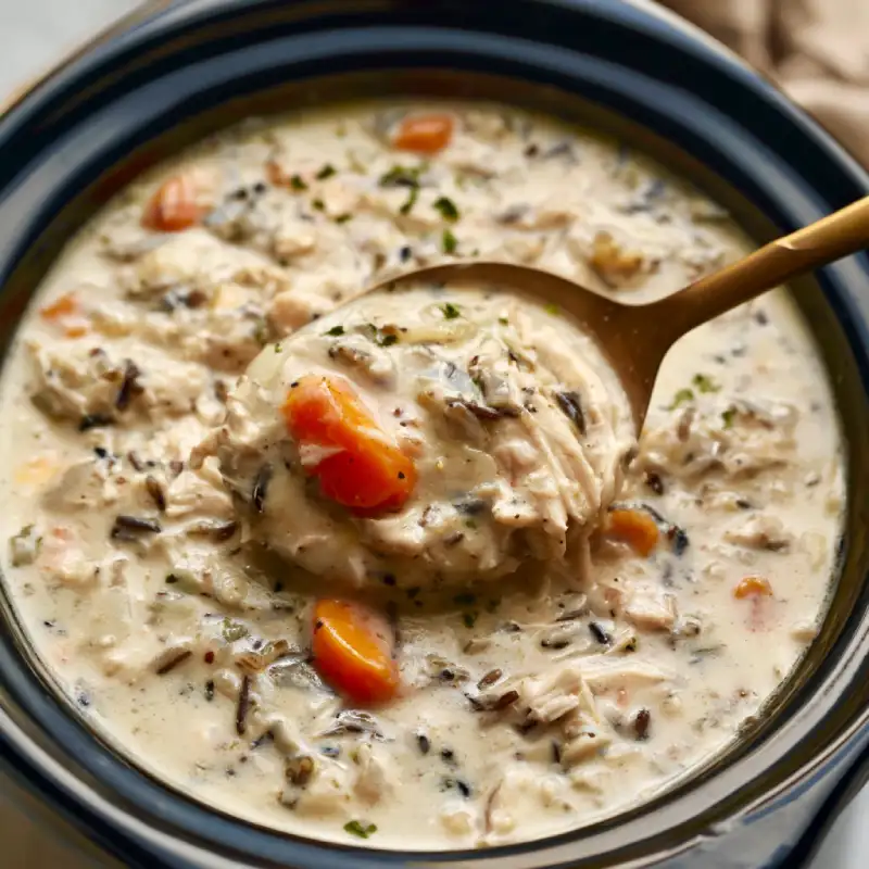 Creamy Crockpot Chicken and Wild Rice Soup