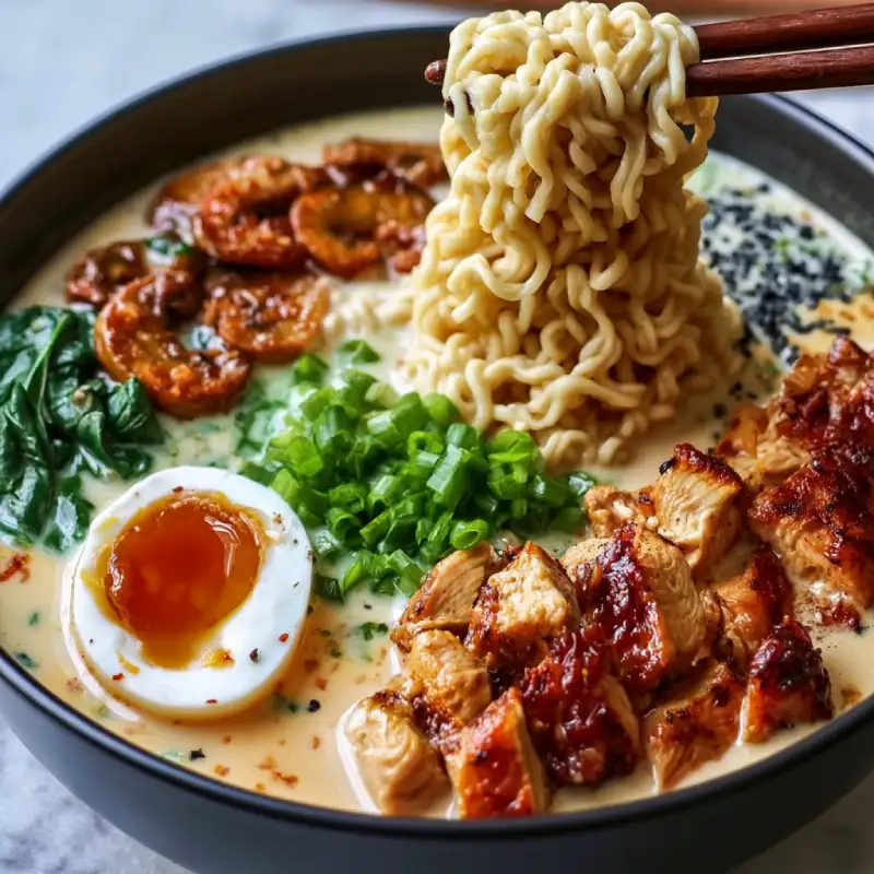 Creamy Garlic Chicken Ramen