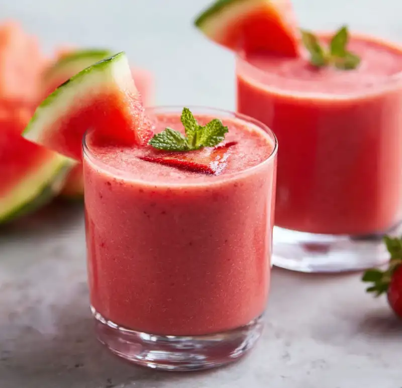 Creamy Watermelon Smoothie with Frozen Strawberry