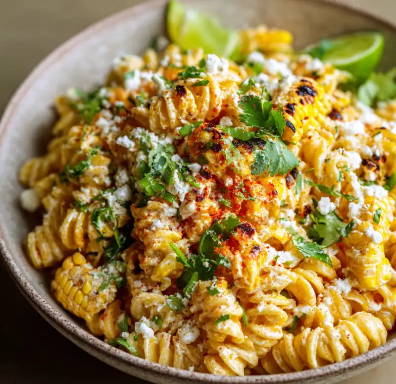Grilled Corn Elote Pasta Salad