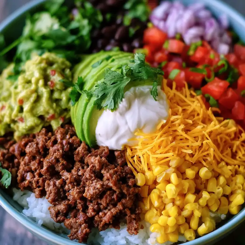 Ground Beef Taco Rice Bowl